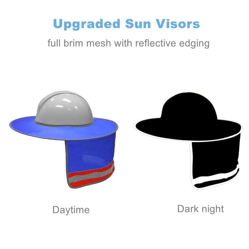 XIAKE Hard Hat Accessories Mesh Neck Sun Shield with Reflective Strips, Full Brim, Royal Blue, 2 Pack - Image 3